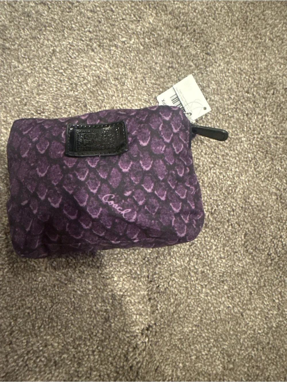 Coach Purple Patterned Signature Cosmetic Pouch